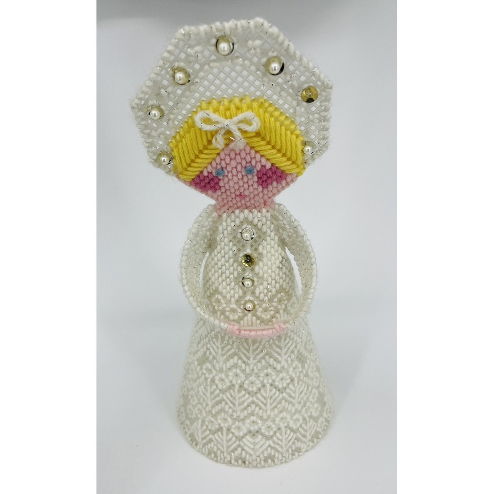 Vintage Christmas Angel Tree Topper Handmade Plastic Canvas 11"